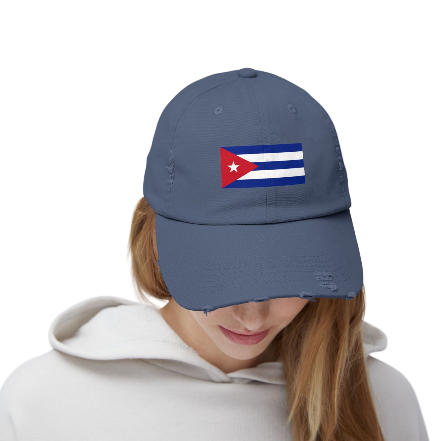 Cuban Flag Unisex Distressed Cap, Casual Headwear, Gift for Him/Her, Summer Accessory, Travel Essentials, Vintage Look