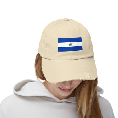 Unisex Distressed Cap with Salvadoran Flag, Casual Sun Hat for Outdoor Adventures, Perfect for Father's Day, Festivals, Beach Days, Travel