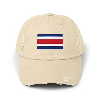 Retro Flag Distressed Cap | Unisex Costa Rica Hat for Casual Wear, Outdoor Adventures, Summer Festivals, Travel, Gift for Him/Her