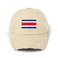 Retro Flag Distressed Cap | Unisex Costa Rica Hat for Casual Wear, Outdoor Adventures, Summer Festivals, Travel, Gift for Him/Her