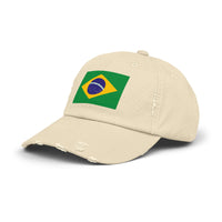 Brazilian Flag Distressed Cap, Unisex Baseball Hat, Casual Fashion Accessory, Travel Gear, Gift for Sports Lovers