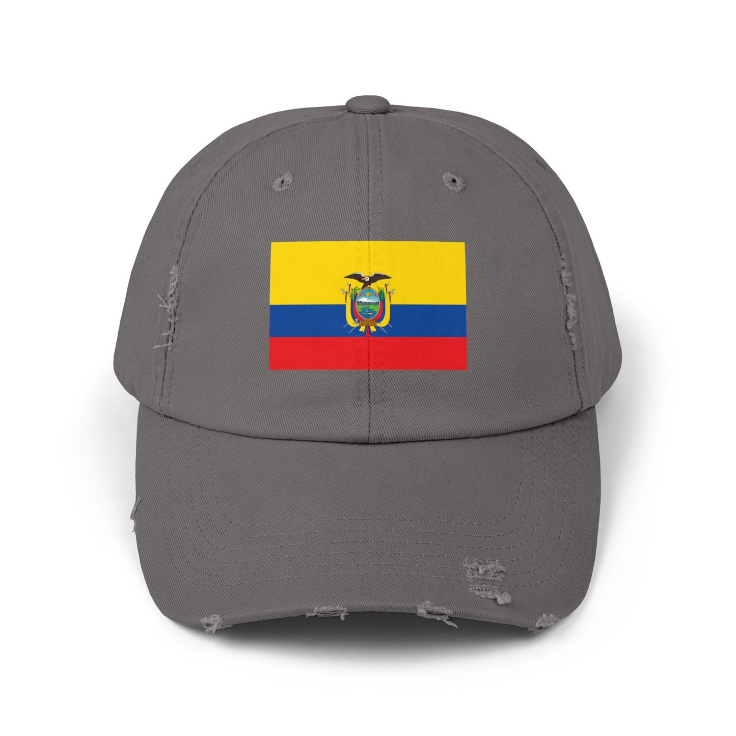 Ecuador Flag Distressed Cap, Unisex Casual Hat, Distressed Baseball Cap, Gift for Travelers, Summer Accessory, Outdoor Gear