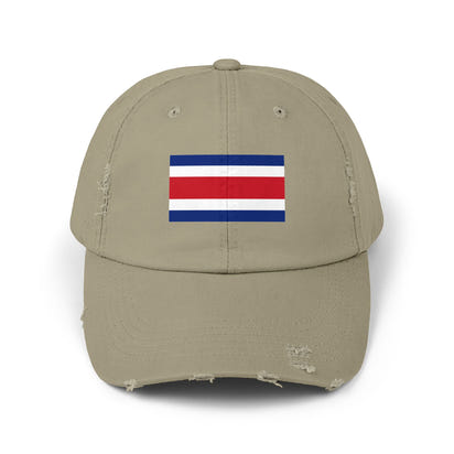 Retro Flag Distressed Cap | Unisex Costa Rica Hat for Casual Wear, Outdoor Adventures, Summer Festivals, Travel, Gift for Him/Her