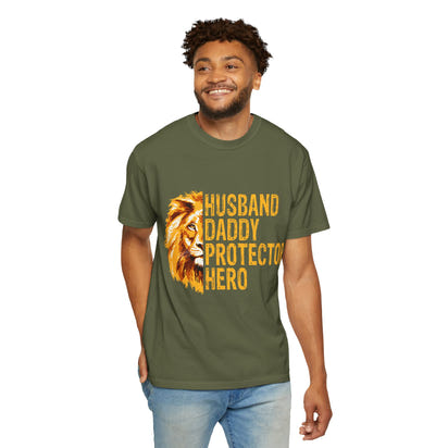 Hero Dad Garment-Dyed T-shirt, Perfect Gift for Father's Day, Birthday, Husband, Protector Tee, Casual Wear