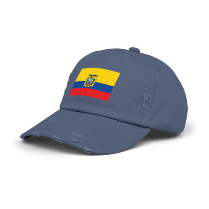 Ecuador Flag Distressed Cap, Unisex Casual Hat, Distressed Baseball Cap, Gift for Travelers, Summer Accessory, Outdoor Gear