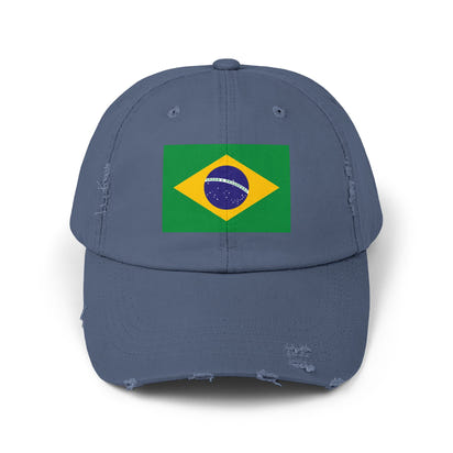 Brazilian Flag Distressed Cap, Unisex Baseball Hat, Casual Fashion Accessory, Travel Gear, Gift for Sports Lovers