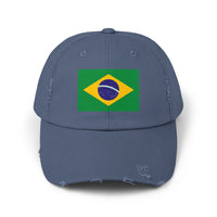 Brazilian Flag Distressed Cap, Unisex Baseball Hat, Casual Fashion Accessory, Travel Gear, Gift for Sports Lovers