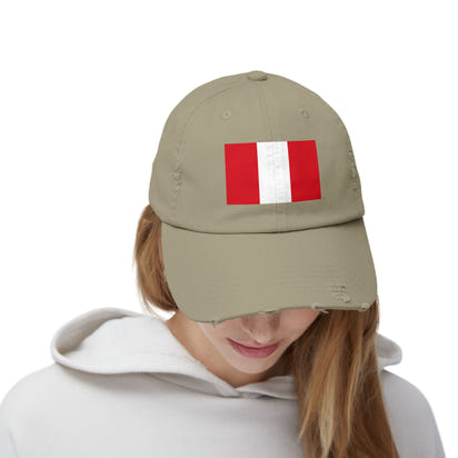 Peruvian Flag Unisex Distressed Cap, Casual Hat, Adjustable Hat, Gift for Travelers, Summer Accessory, Sports Cap