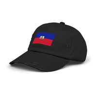 Haitian Flag Distressed Cap, Vintage Hat, Unisex Summer Accessory, Perfect for Holidays, Casual Wear, Gift Idea