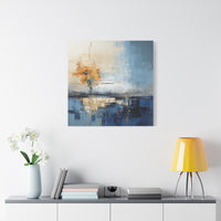 Abstract Landscape Canvas Art - Tranquil Blue and Orange Decor