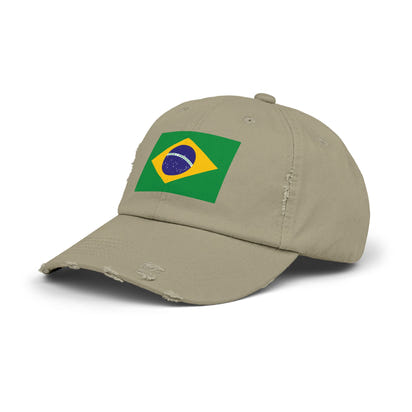 Brazilian Flag Distressed Cap, Unisex Baseball Hat, Casual Fashion Accessory, Travel Gear, Gift for Sports Lovers