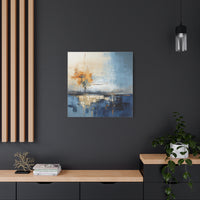 Abstract Landscape Canvas Art - Tranquil Blue and Orange Decor