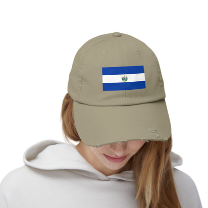 Unisex Distressed Cap with Salvadoran Flag, Casual Sun Hat for Outdoor Adventures, Perfect for Father's Day, Festivals, Beach Days, Travel