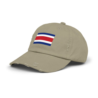 Retro Flag Distressed Cap | Unisex Costa Rica Hat for Casual Wear, Outdoor Adventures, Summer Festivals, Travel, Gift for Him/Her