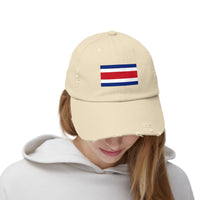 Retro Flag Distressed Cap | Unisex Costa Rica Hat for Casual Wear, Outdoor Adventures, Summer Festivals, Travel, Gift for Him/Her