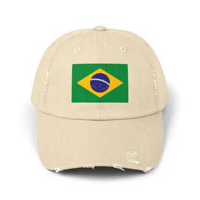 Brazilian Flag Distressed Cap, Unisex Baseball Hat, Casual Fashion Accessory, Travel Gear, Gift for Sports Lovers