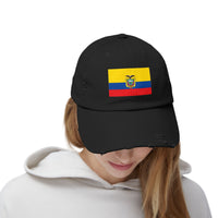 Ecuador Flag Distressed Cap, Unisex Casual Hat, Distressed Baseball Cap, Gift for Travelers, Summer Accessory, Outdoor Gear
