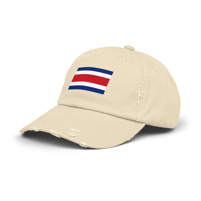 Retro Flag Distressed Cap | Unisex Costa Rica Hat for Casual Wear, Outdoor Adventures, Summer Festivals, Travel, Gift for Him/Her