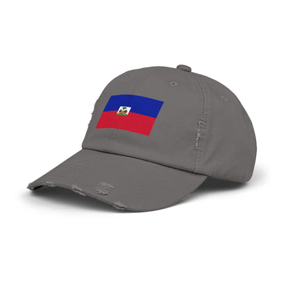 Haitian Flag Distressed Cap, Vintage Hat, Unisex Summer Accessory, Perfect for Holidays, Casual Wear, Gift Idea