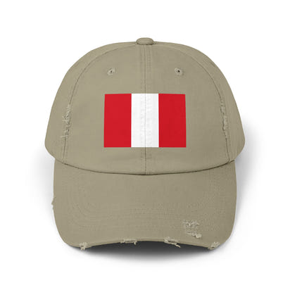 Peruvian Flag Unisex Distressed Cap, Casual Hat, Adjustable Hat, Gift for Travelers, Summer Accessory, Sports Cap