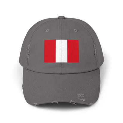 Peruvian Flag Unisex Distressed Cap, Casual Hat, Adjustable Hat, Gift for Travelers, Summer Accessory, Sports Cap