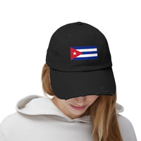 Cuban Flag Unisex Distressed Cap, Casual Headwear, Gift for Him/Her, Summer Accessory, Travel Essentials, Vintage Look