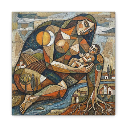 Abstract Mother and Child Matte Canvas Wall Art — Stretched 1.25