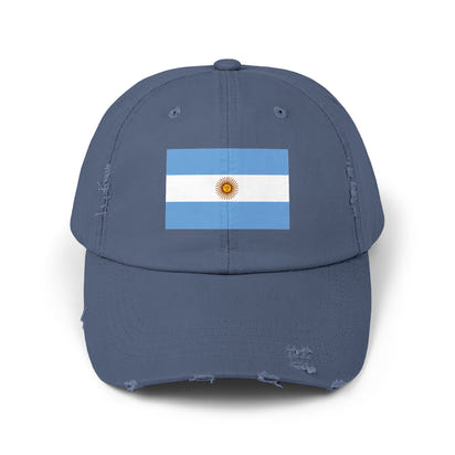 Stylish Unisex Distressed Cap with Argentina Flag - Casual Hat, Fashion Accessory, Gift Idea, Travel Essential, Sports Fan Gear