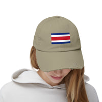 Retro Flag Distressed Cap | Unisex Costa Rica Hat for Casual Wear, Outdoor Adventures, Summer Festivals, Travel, Gift for Him/Her