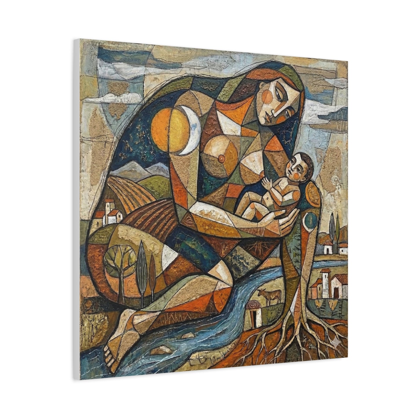 Abstract Mother and Child Matte Canvas Wall Art — Stretched 1.25"