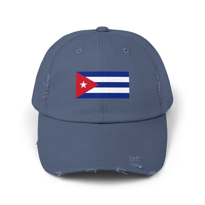Cuban Flag Unisex Distressed Cap, Casual Headwear, Gift for Him/Her, Summer Accessory, Travel Essentials, Vintage Look