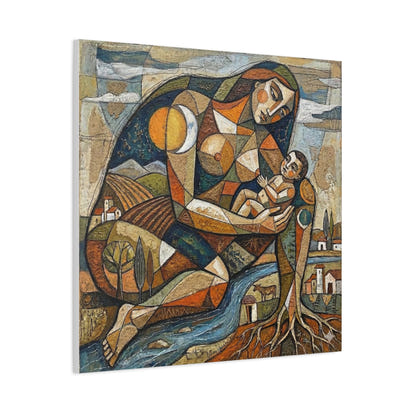 Abstract Mother and Child Matte Canvas Wall Art — Stretched 1.25