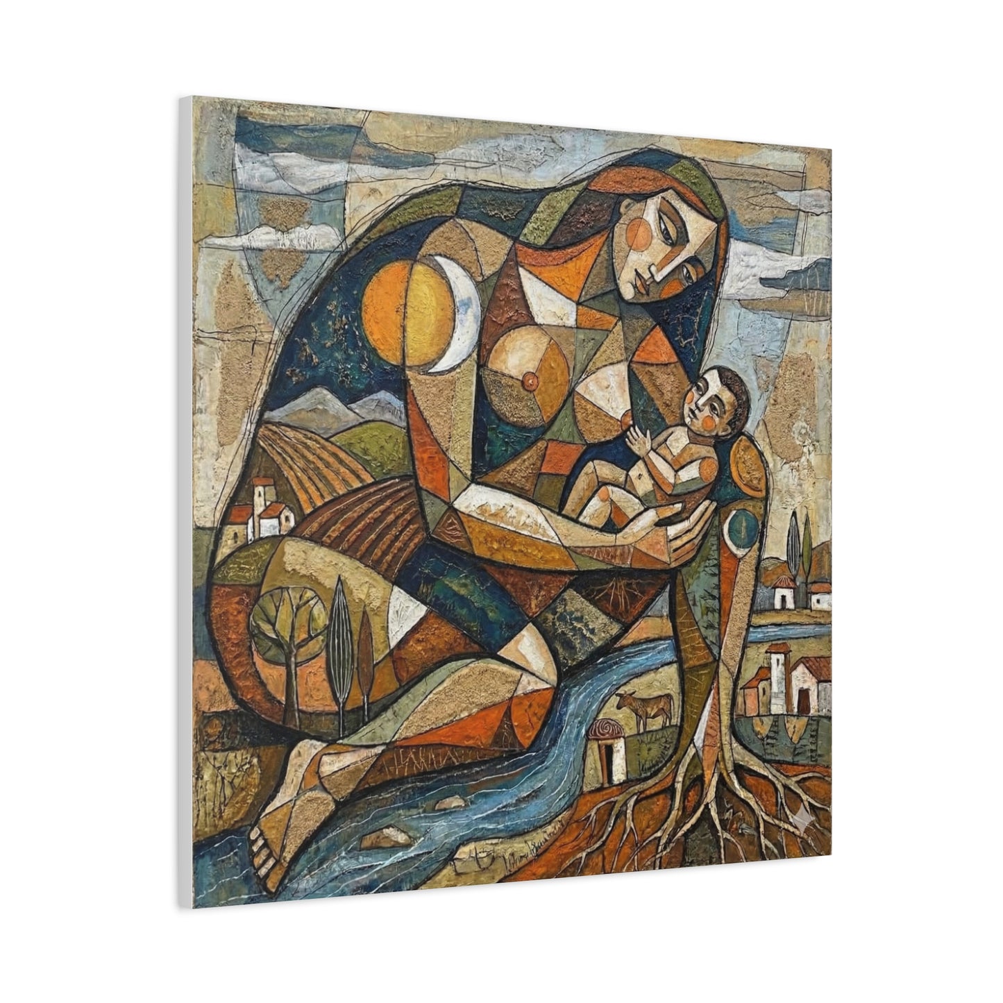 Abstract Mother and Child Matte Canvas Wall Art — Stretched 1.25"