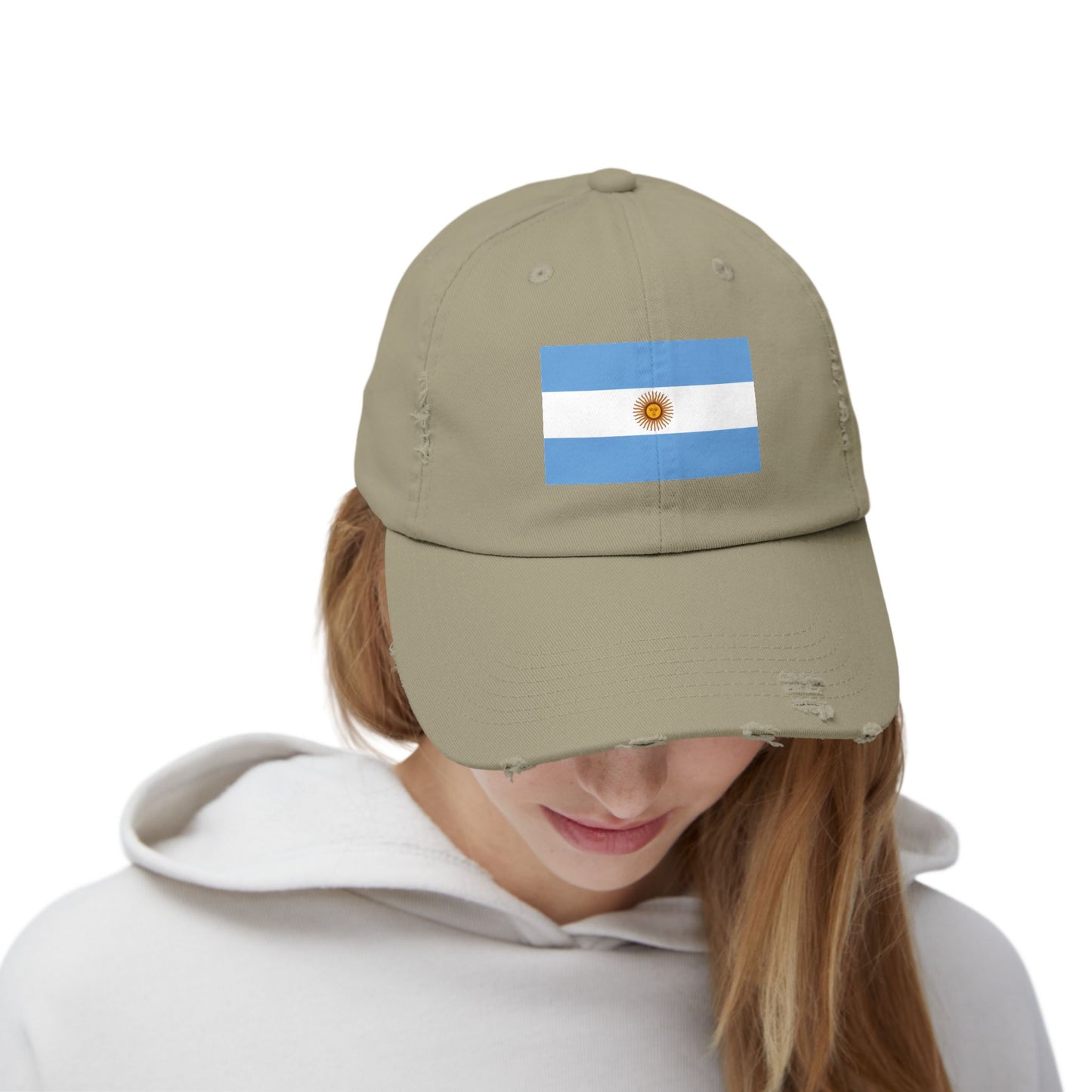 Stylish Unisex Distressed Cap with Argentina Flag - Casual Hat, Fashion Accessory, Gift Idea, Travel Essential, Sports Fan Gear