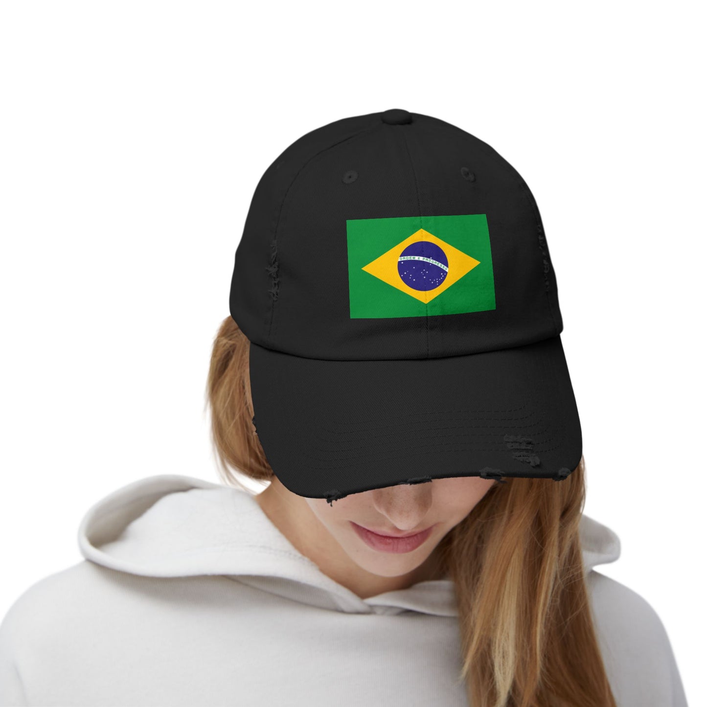 Brazilian Flag Distressed Cap, Unisex Baseball Hat, Casual Fashion Accessory, Travel Gear, Gift for Sports Lovers