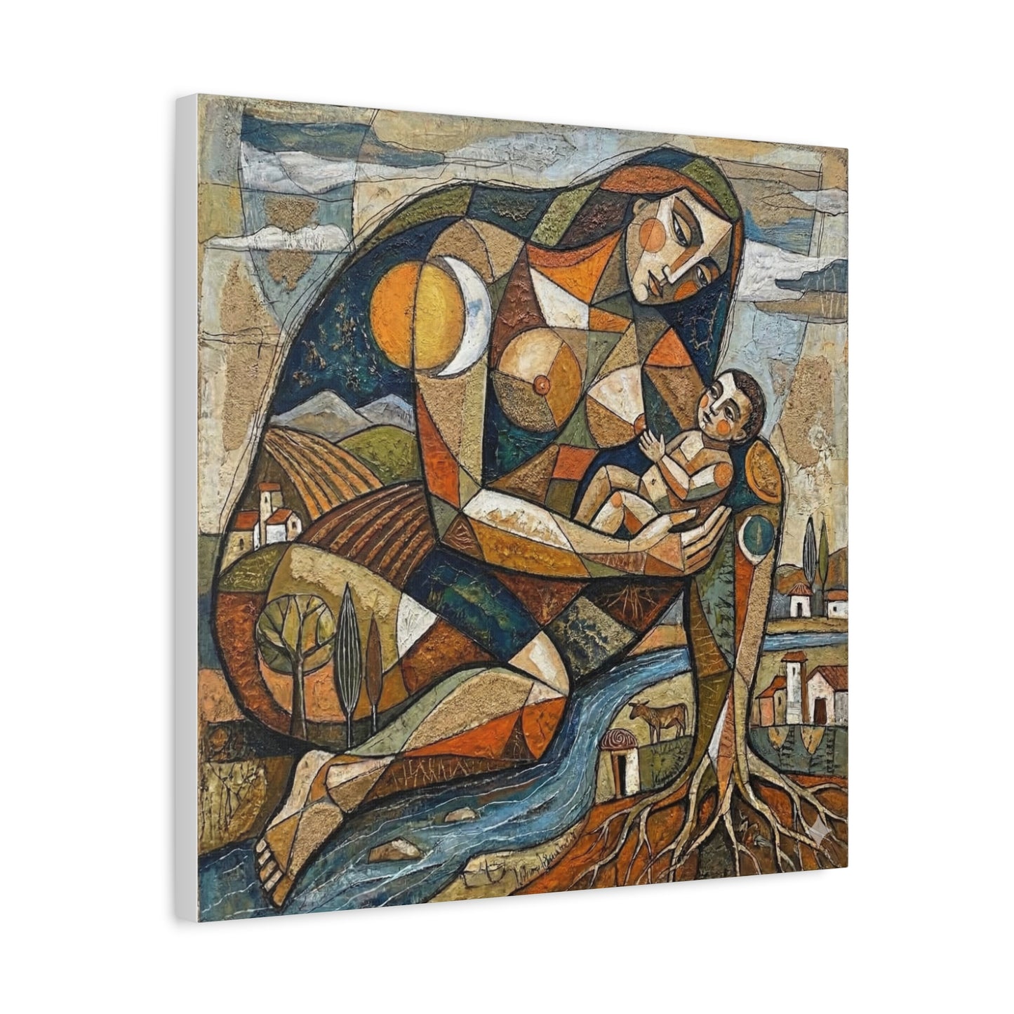 Abstract Mother and Child Matte Canvas Wall Art — Stretched 1.25"