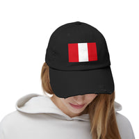 Peruvian Flag Unisex Distressed Cap, Casual Hat, Adjustable Hat, Gift for Travelers, Summer Accessory, Sports Cap