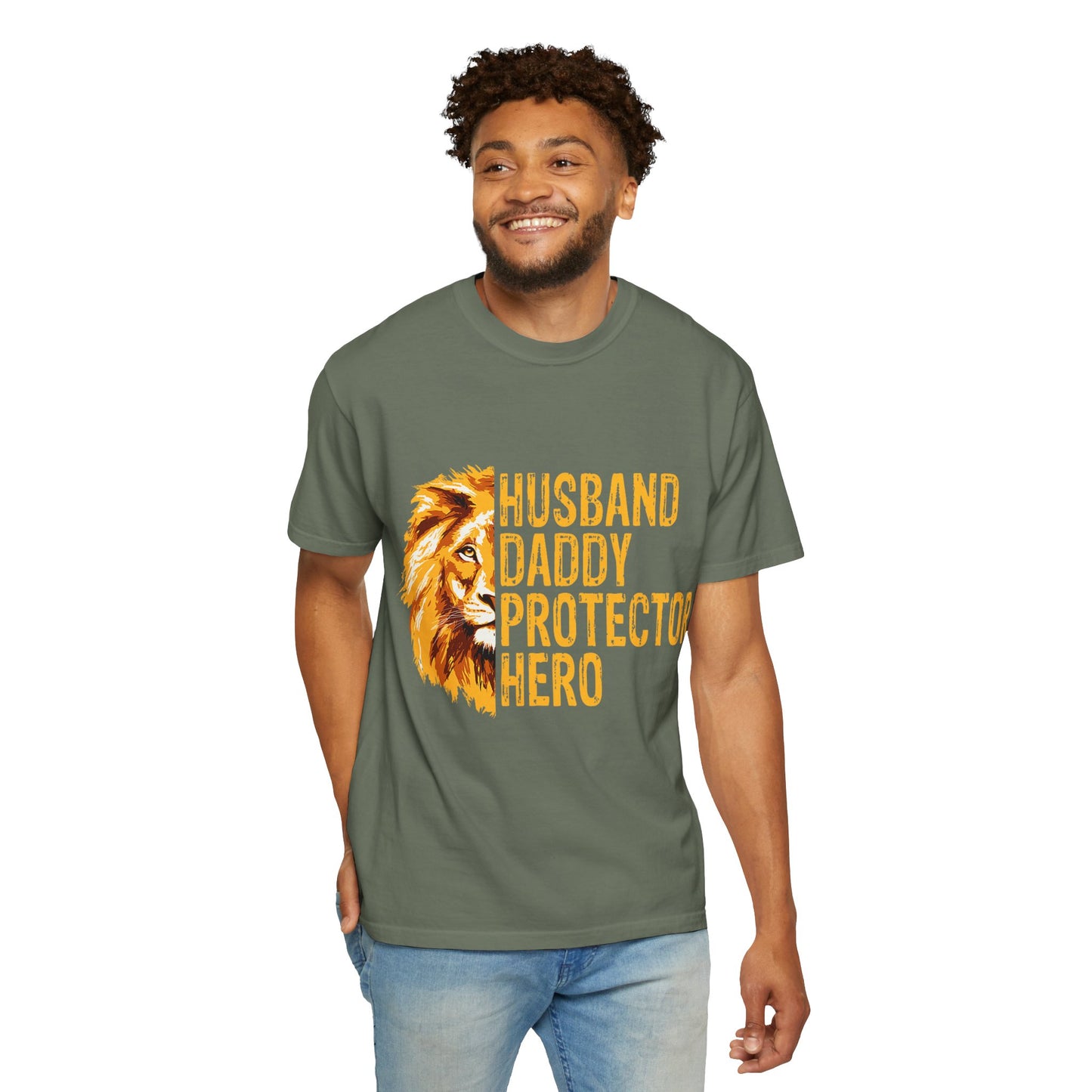 Hero Dad Garment-Dyed T-shirt, Perfect Gift for Father's Day, Birthday, Husband, Protector Tee, Casual Wear