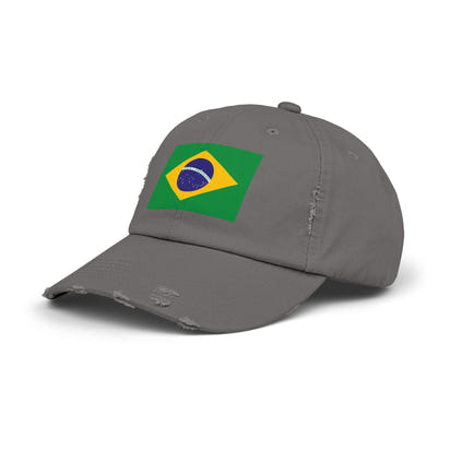 Brazilian Flag Distressed Cap, Unisex Baseball Hat, Casual Fashion Accessory, Travel Gear, Gift for Sports Lovers