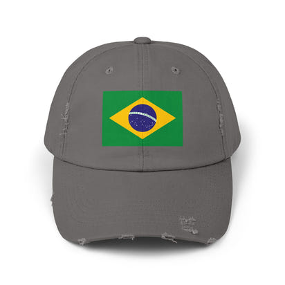 Brazilian Flag Distressed Cap, Unisex Baseball Hat, Casual Fashion Accessory, Travel Gear, Gift for Sports Lovers