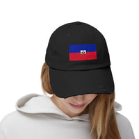 Haitian Flag Distressed Cap, Vintage Hat, Unisex Summer Accessory, Perfect for Holidays, Casual Wear, Gift Idea