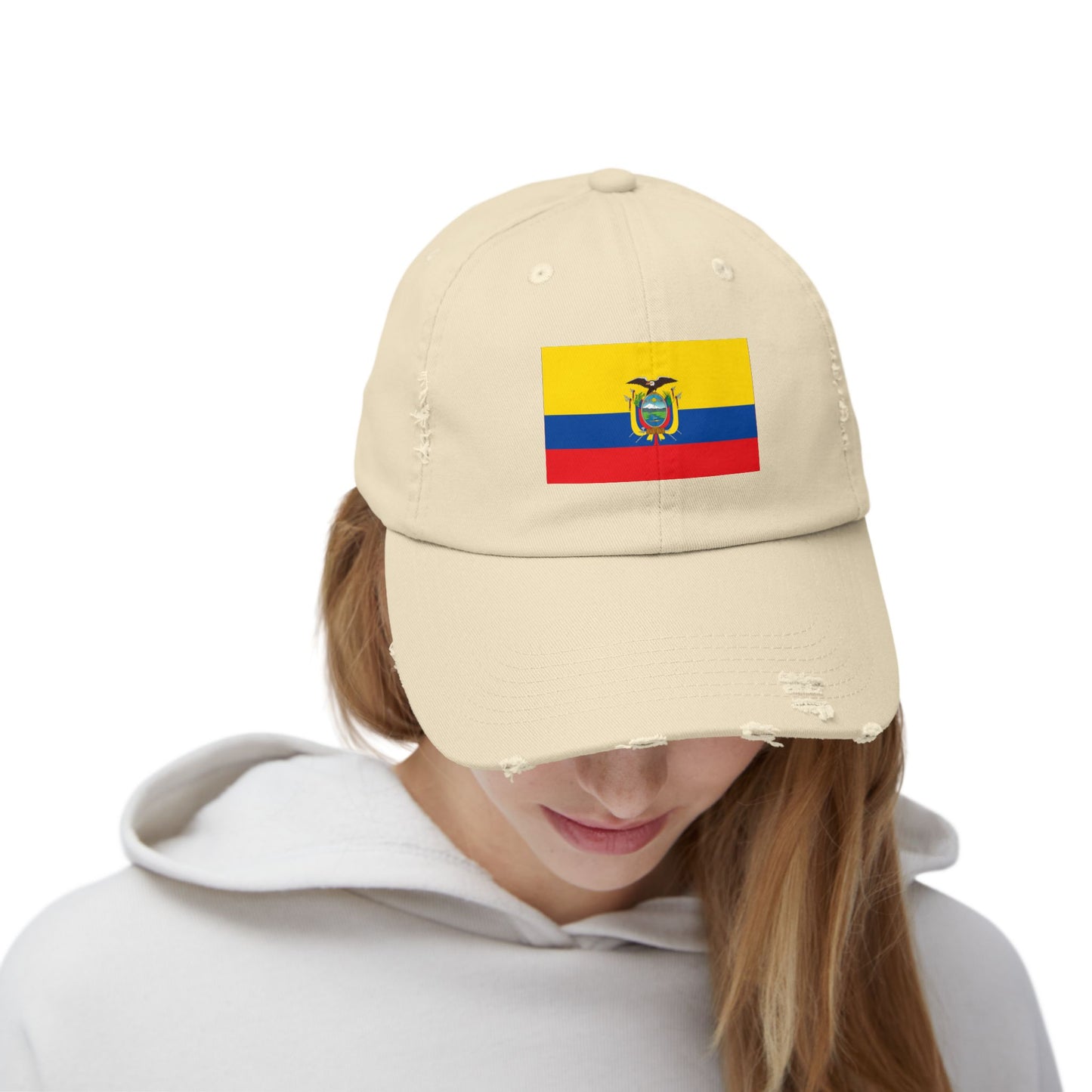Ecuador Flag Distressed Cap, Unisex Casual Hat, Distressed Baseball Cap, Gift for Travelers, Summer Accessory, Outdoor Gear