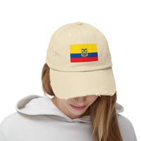 Ecuador Flag Distressed Cap, Unisex Casual Hat, Distressed Baseball Cap, Gift for Travelers, Summer Accessory, Outdoor Gear