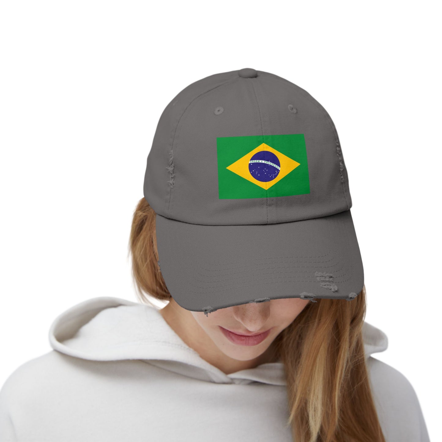 Brazilian Flag Distressed Cap, Unisex Baseball Hat, Casual Fashion Accessory, Travel Gear, Gift for Sports Lovers