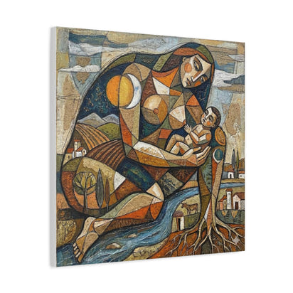 Abstract Mother and Child Matte Canvas Wall Art — Stretched 1.25