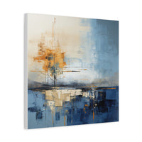 Abstract Landscape Canvas Art - Tranquil Blue and Orange Decor