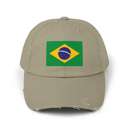 Brazilian Flag Distressed Cap, Unisex Baseball Hat, Casual Fashion Accessory, Travel Gear, Gift for Sports Lovers