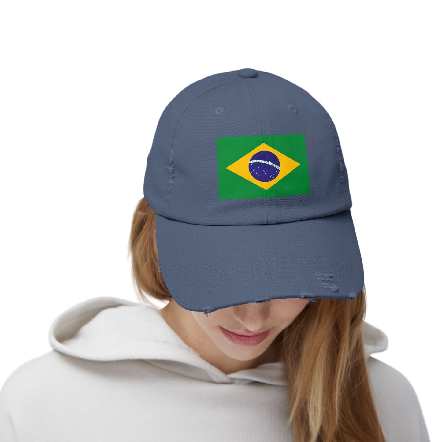 Brazilian Flag Distressed Cap, Unisex Baseball Hat, Casual Fashion Accessory, Travel Gear, Gift for Sports Lovers