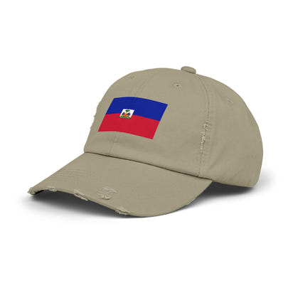 Haitian Flag Distressed Cap, Vintage Hat, Unisex Summer Accessory, Perfect for Holidays, Casual Wear, Gift Idea