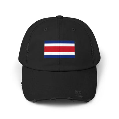 Retro Flag Distressed Cap | Unisex Costa Rica Hat for Casual Wear, Outdoor Adventures, Summer Festivals, Travel, Gift for Him/Her